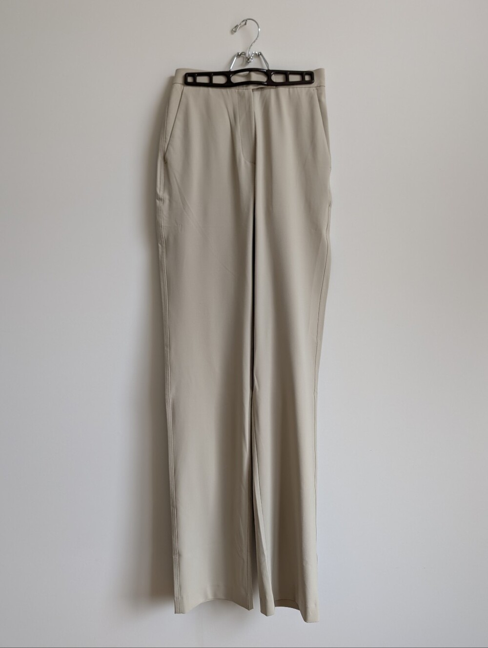 Djerf Avenue XS Straight Leg Trousers Pants Light Tan Thick Stretch